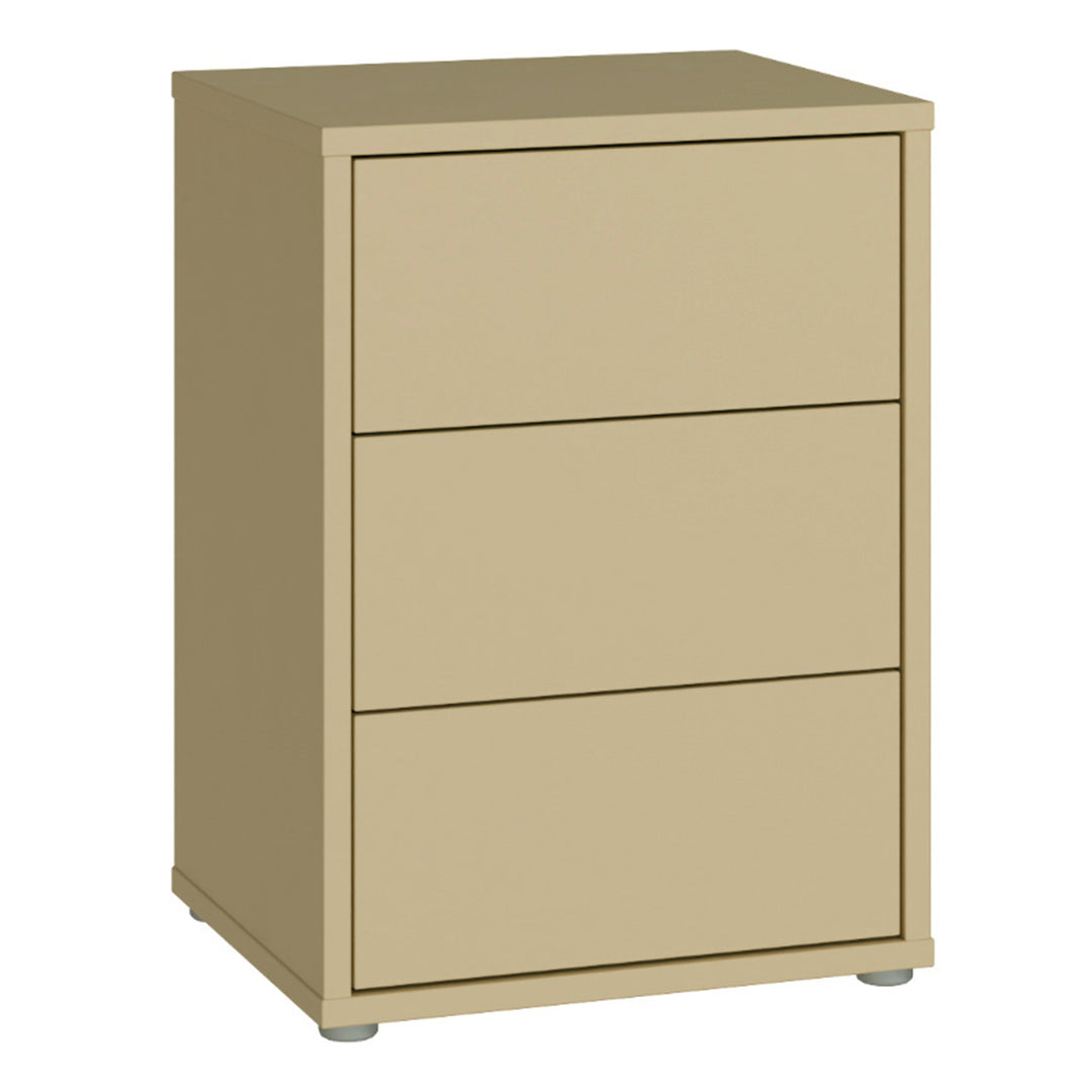 Alice Springs Bedside Cabinet with 3 Drawers Push-to-Open in Butter Yellow