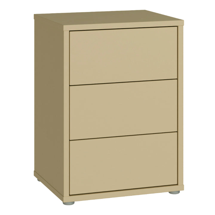 Alice Springs Bedside Cabinet with 3 Drawers Push-to-Open in Butter Yellow