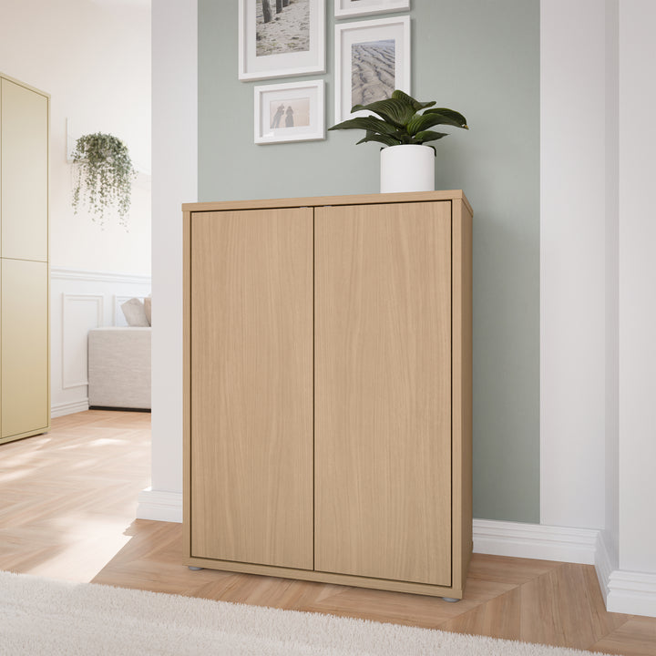 Alice Springs Shoe Cabinet with 2 Doors Push-to-Open in Elegancia Oak