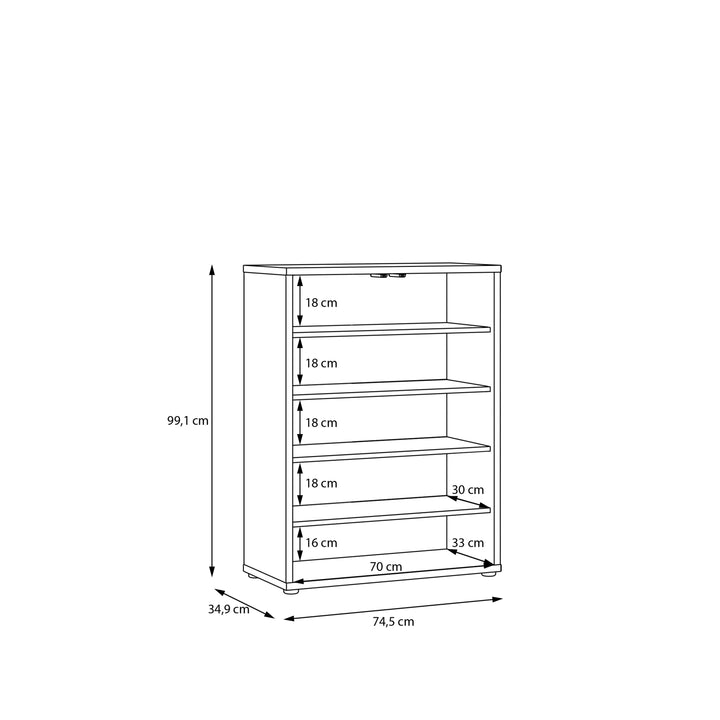 Alice Springs Shoe Cabinet with 2 Doors Push-to-Open in Elegancia Oak