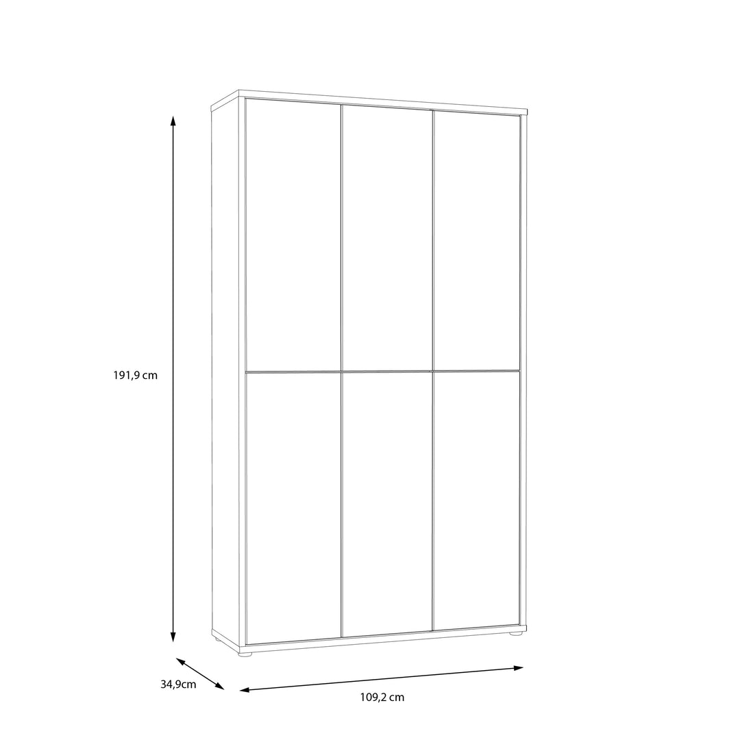Alice Springs Shoe Cabinet with 6 Doors Push-to-Open in Artisan Oak