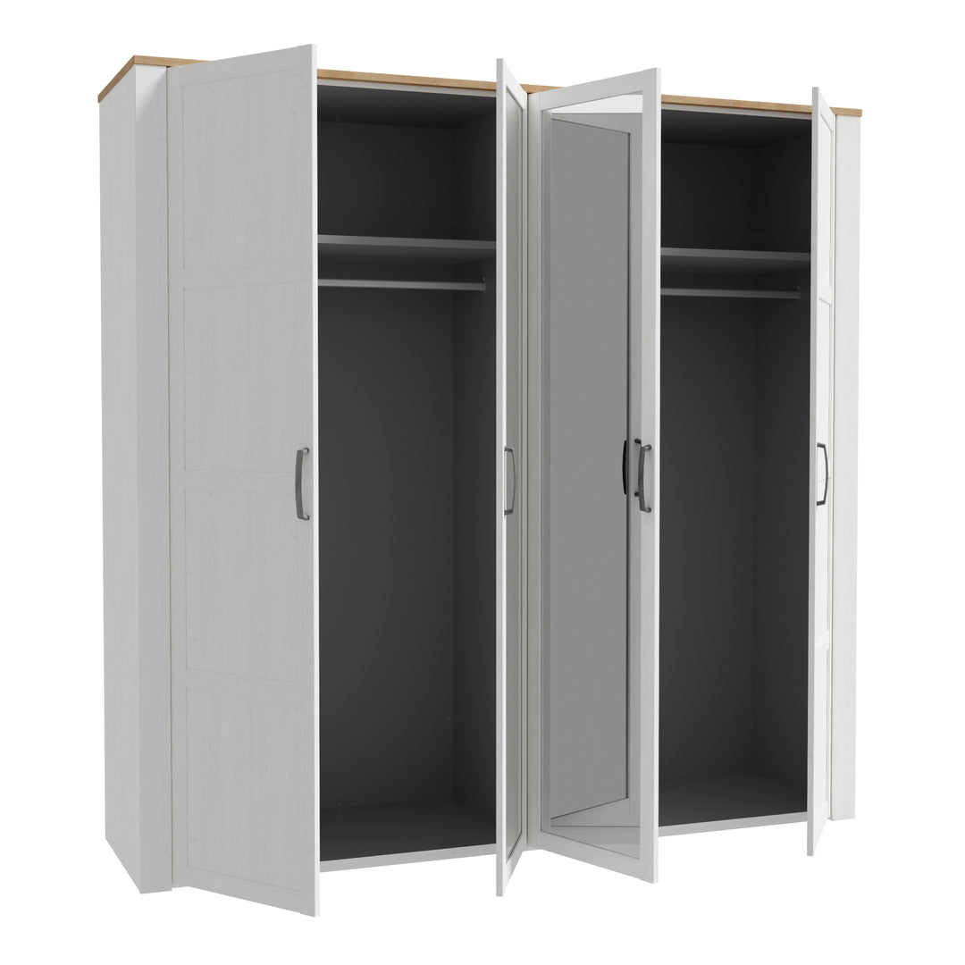 Bohol 2 Door 2 Mirrored Door Wardrobe in Riviera Oak/White
