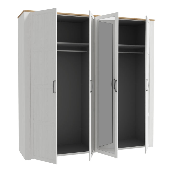 Bohol 2 Door 2 Mirrored Door Wardrobe in Riviera Oak/White