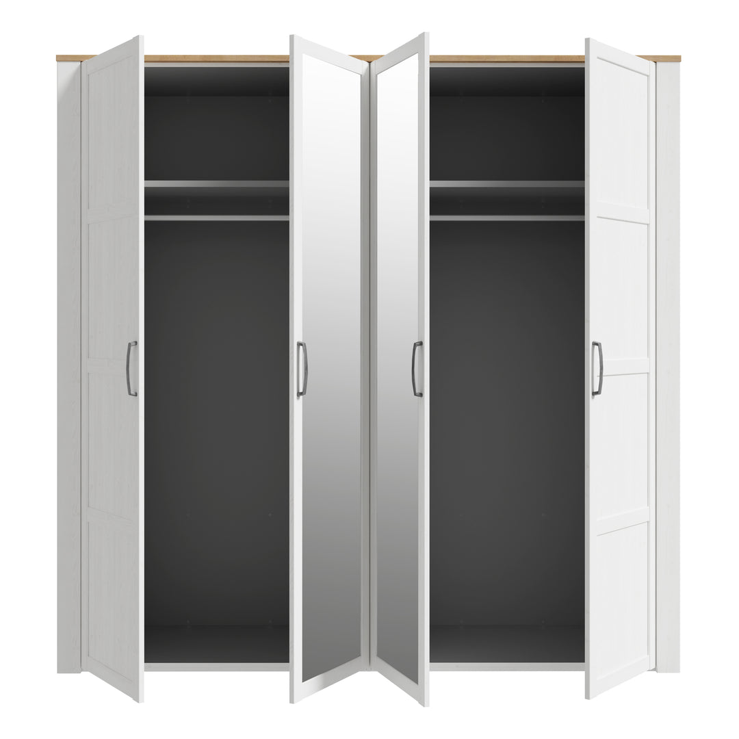 Bohol 2 Door 2 Mirrored Door Wardrobe in Riviera Oak/White