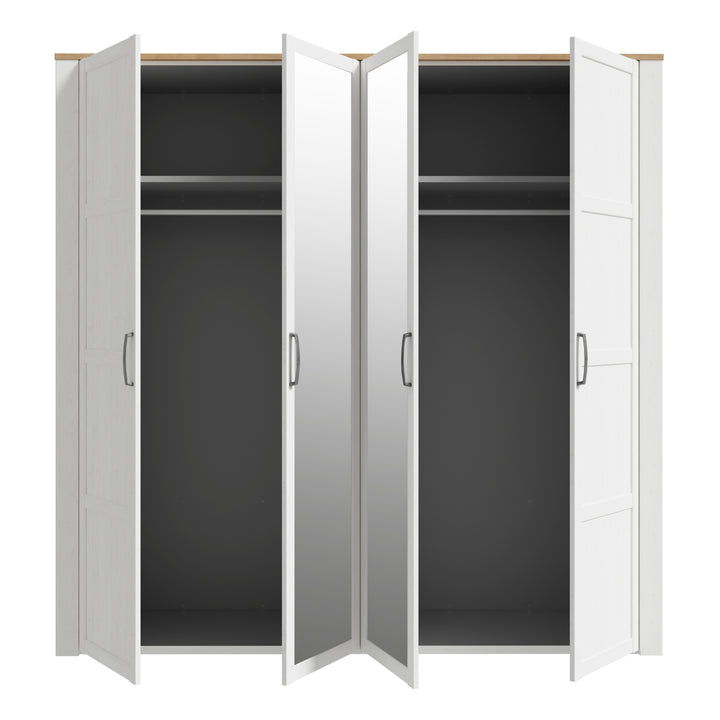Bohol 2 Door 2 Mirrored Door Wardrobe in Riviera Oak/White