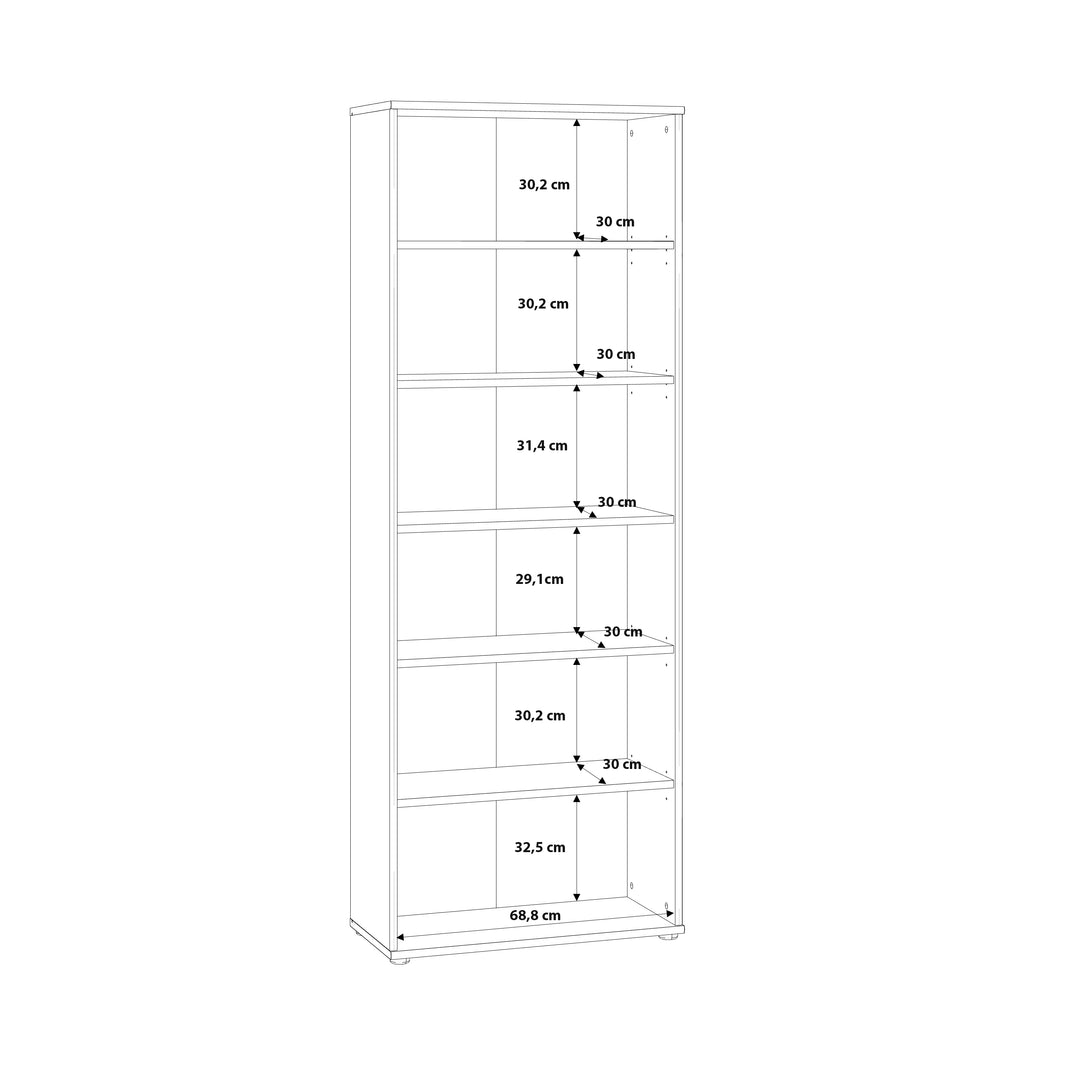 Essential Wide 5 Shelf Bookcase in Vintage Oak