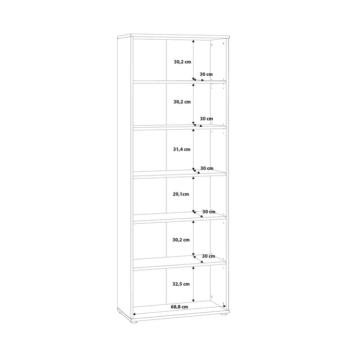Essential Wide 5 Shelf Bookcase in Vintage Oak