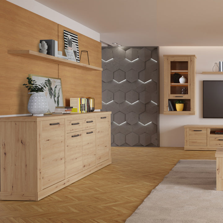 Corona 200cm Wall Shelf in Artisan Oak - TidySpaces