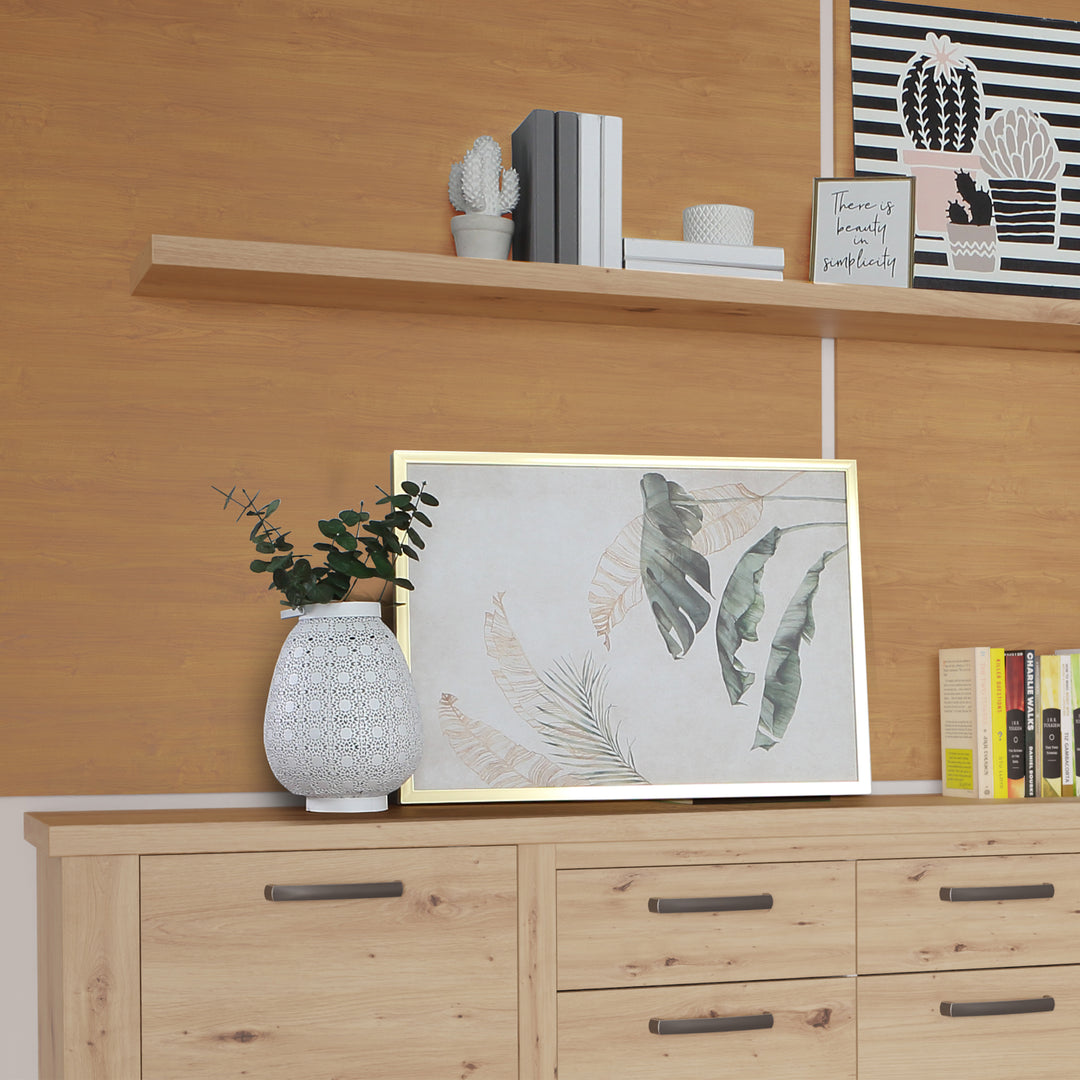 Corona 200cm Wall Shelf in Artisan Oak - TidySpaces