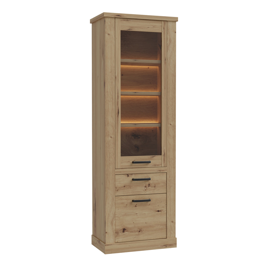 Corona Narrow Display Cabinet in Artisan Oak - TidySpaces