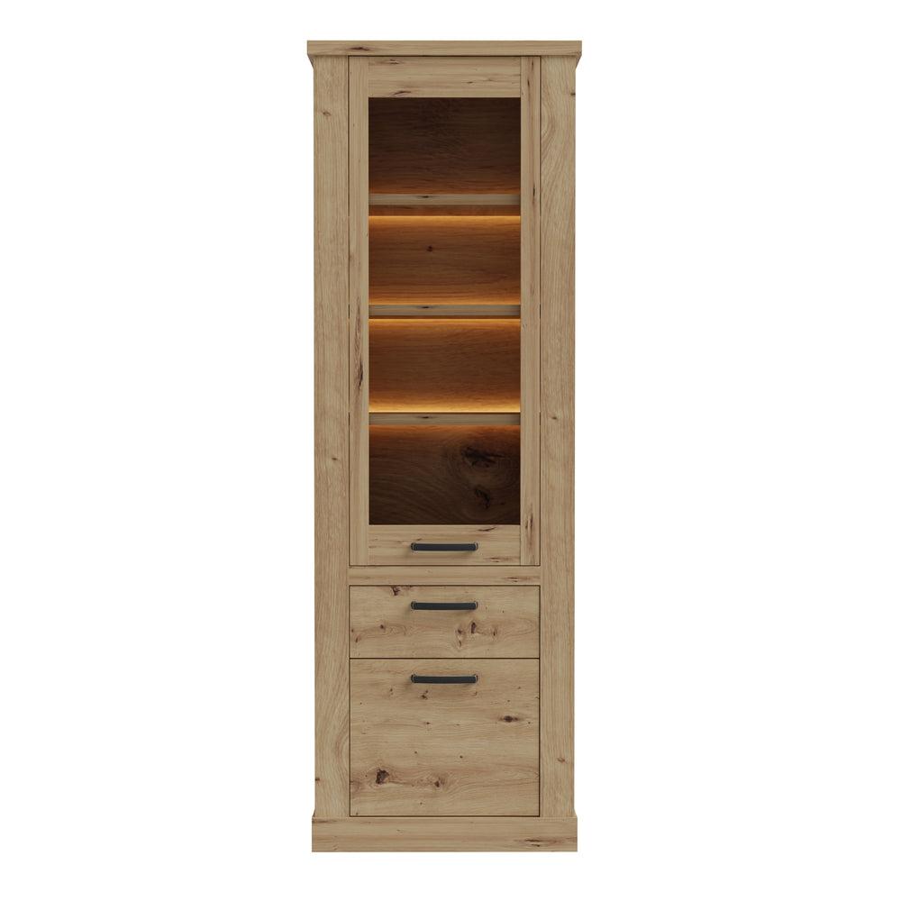 Corona Narrow Display Cabinet in Artisan Oak - TidySpaces