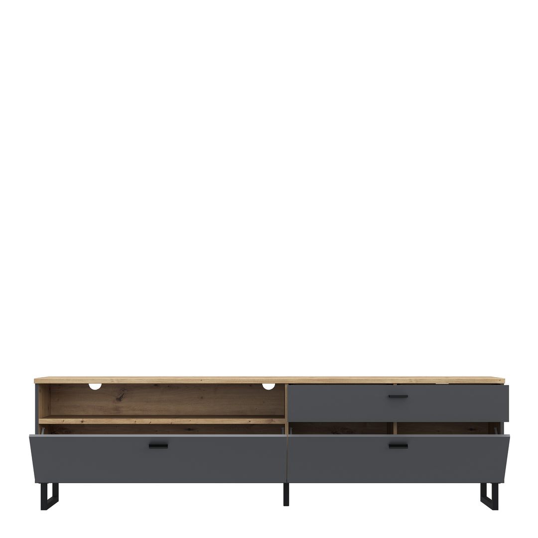 Klara TV Unit with 1 Drawer 2 Flip Doors in Grey and Oak inc LED Lighting