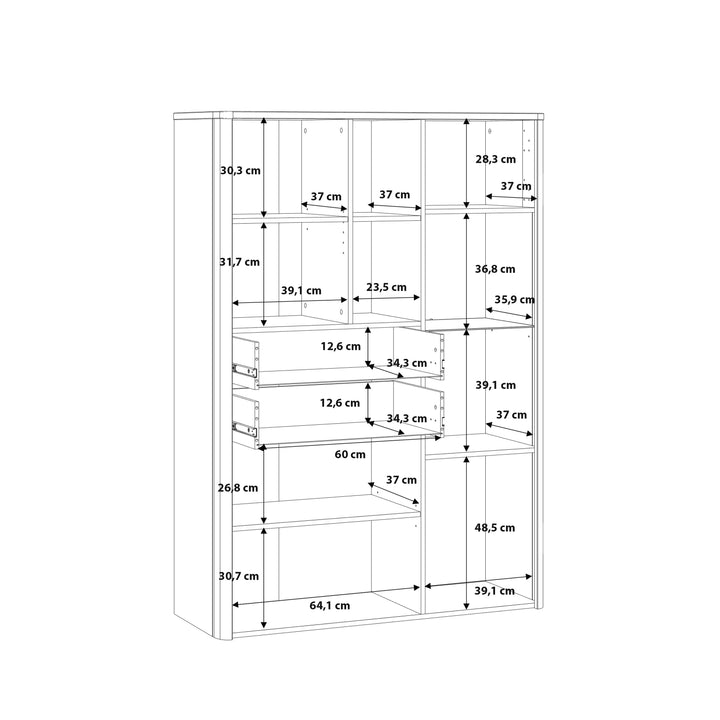 Klara Display Cabinet with 2 Door 2 Drawers and 1 Glass Door in Grey and Oak - TidySpaces