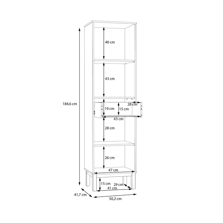 Wensley Display Cabinet with 1 Door 1 Drawer and  1 Glass Door in Light Grey and Oak inc LED Lighting - TidySpaces