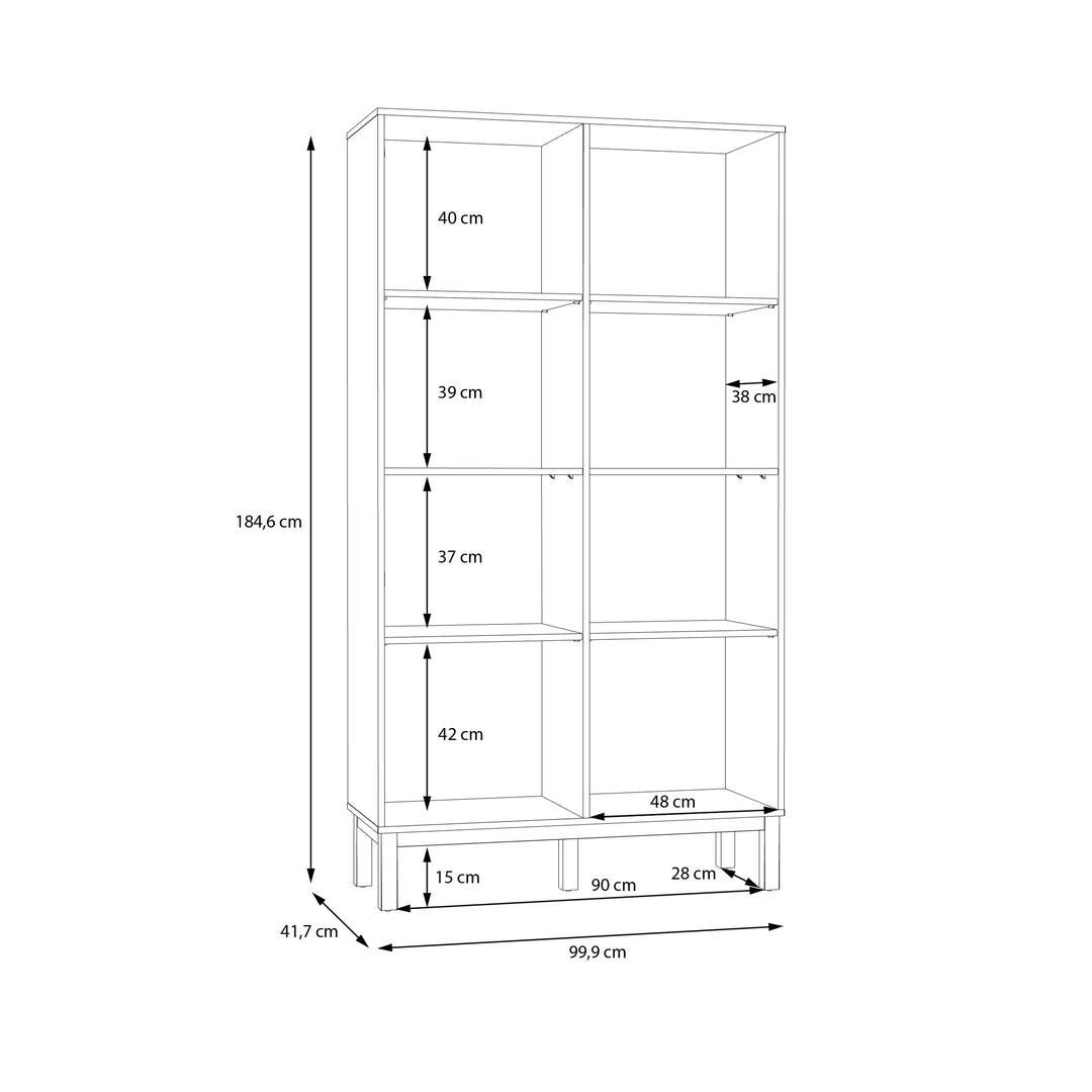 Wensley Display Cabinet with 1 Door and  1 Glass Door in Light Grey and Oak inc LED Lighting - TidySpaces