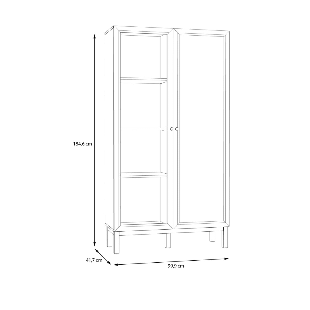 Wensley Display Cabinet with 1 Door and  1 Glass Door in Light Grey and Oak inc LED Lighting - TidySpaces