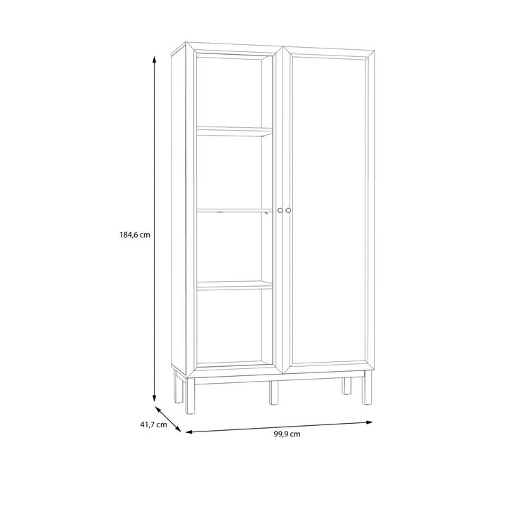 Wensley Display Cabinet with 1 Door and  1 Glass Door in Light Grey and Oak inc LED Lighting - TidySpaces