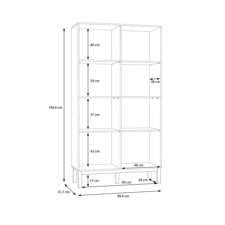Wensley Display Cabinet with 1 Door and  1 Glass Door in Light Grey and Oak - TidySpaces
