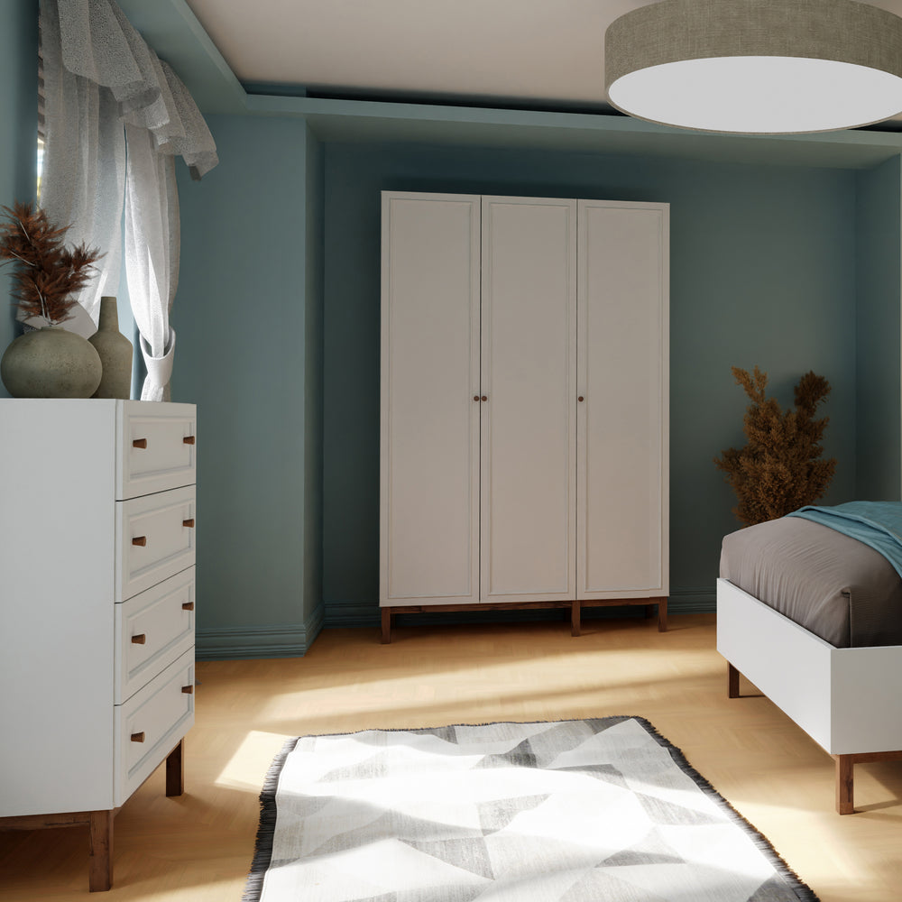 Wensley 3 Door Wardrobe in Light Grey and Oak - TidySpaces