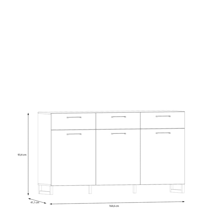 Sali 3 Door 3 Drawer Chest in Sage Green