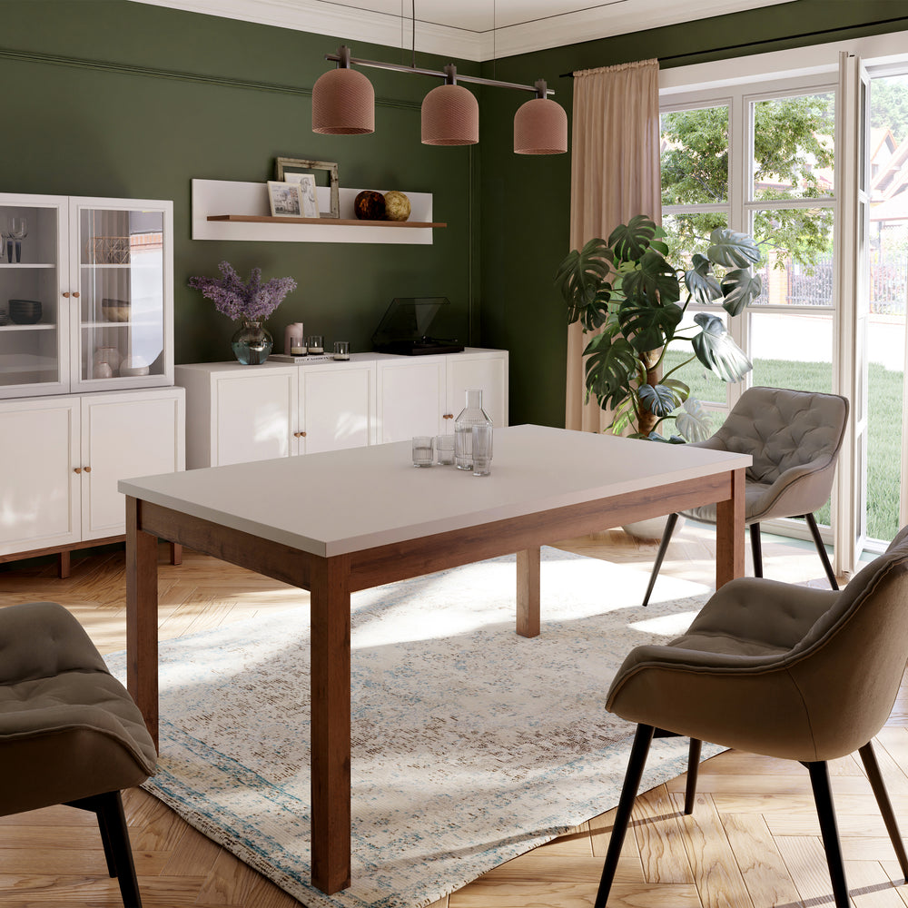 Wensley Dining Table in Light Grey and Oak - TidySpaces