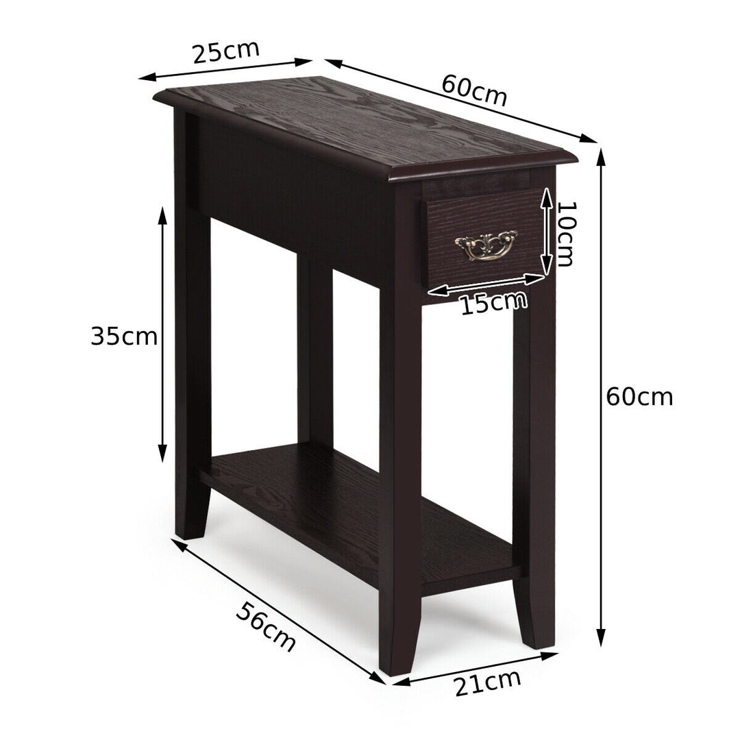 2 Tier Bedside Table with Drawer and Storage Shelf - TidySpaces