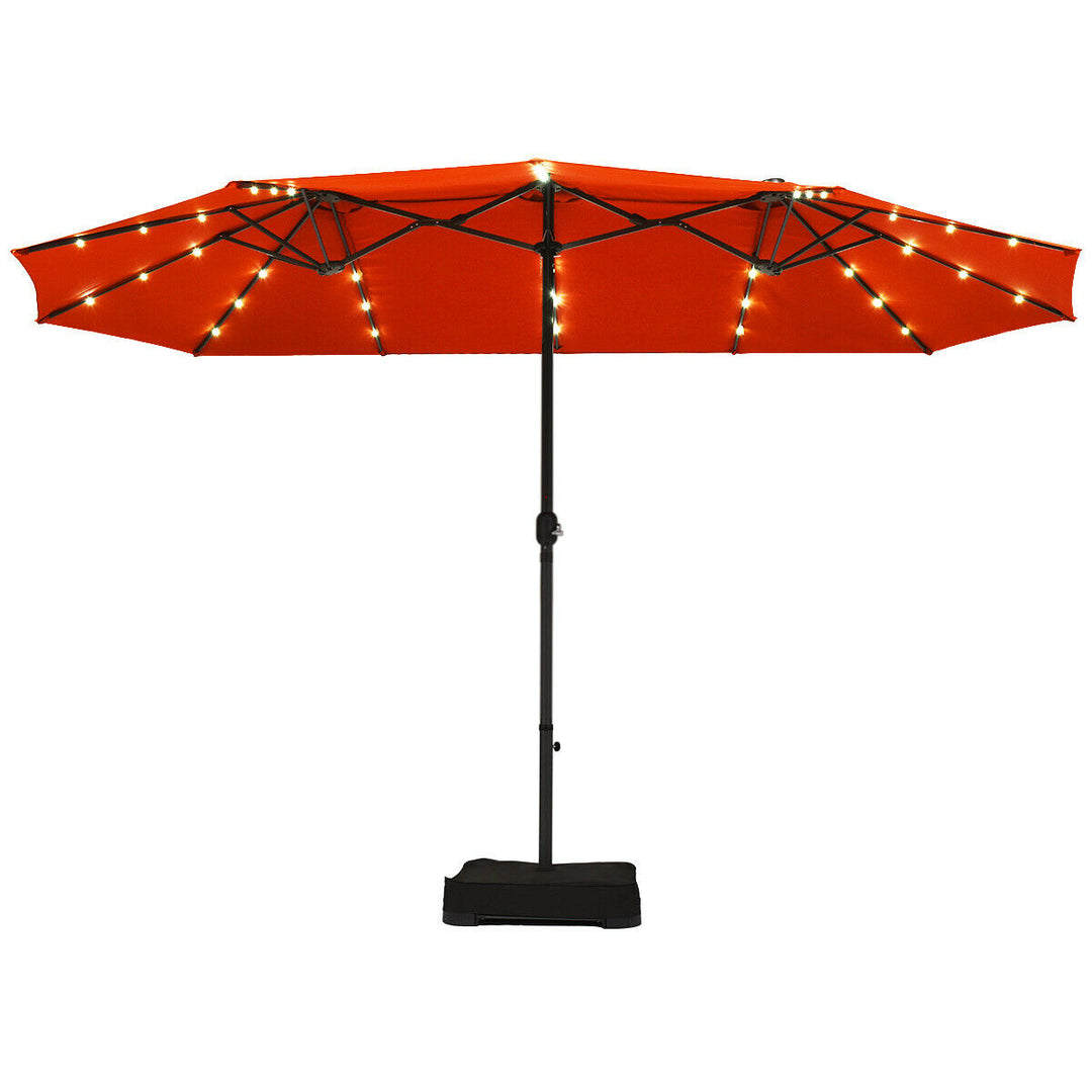 Extra Large LED Patio Double Sided Umbrella Crank Parasol