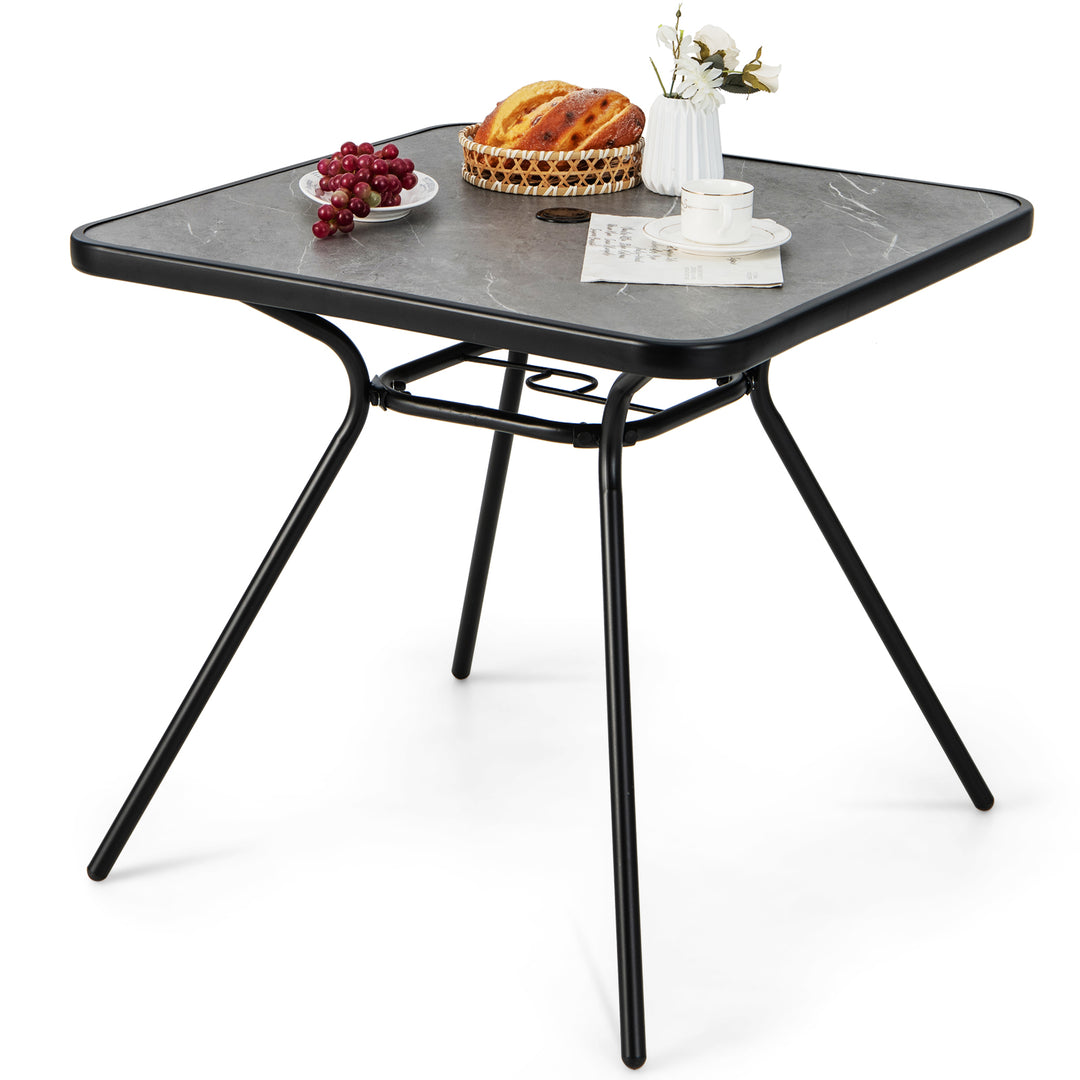 80 x 80 cm Patio Dining Table for 4 Persons with Faux Marble Top-Grey - TidySpaces