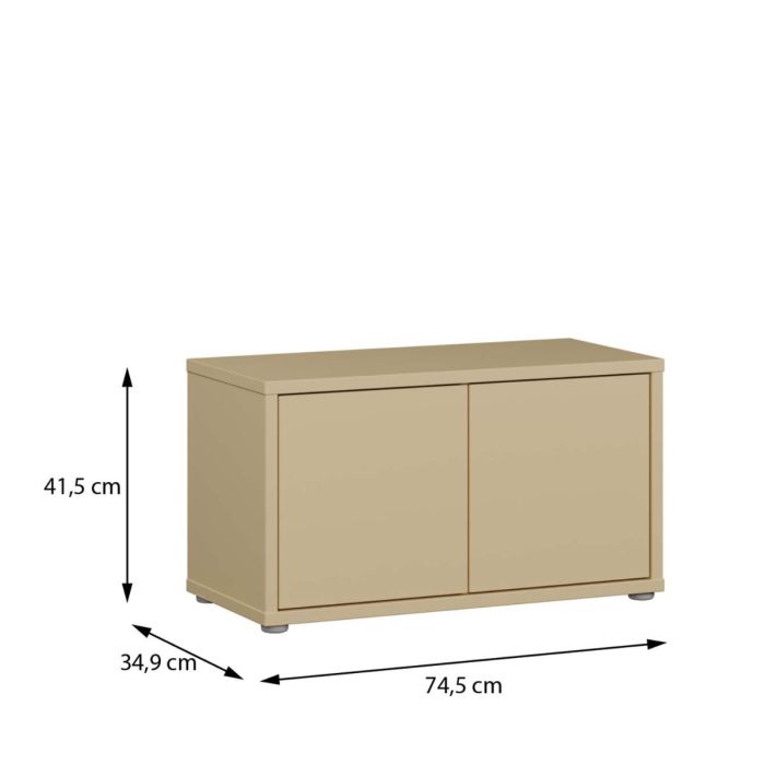 Alice Springs Bench with 2 Doors Push-to-Open in Butter Yellow