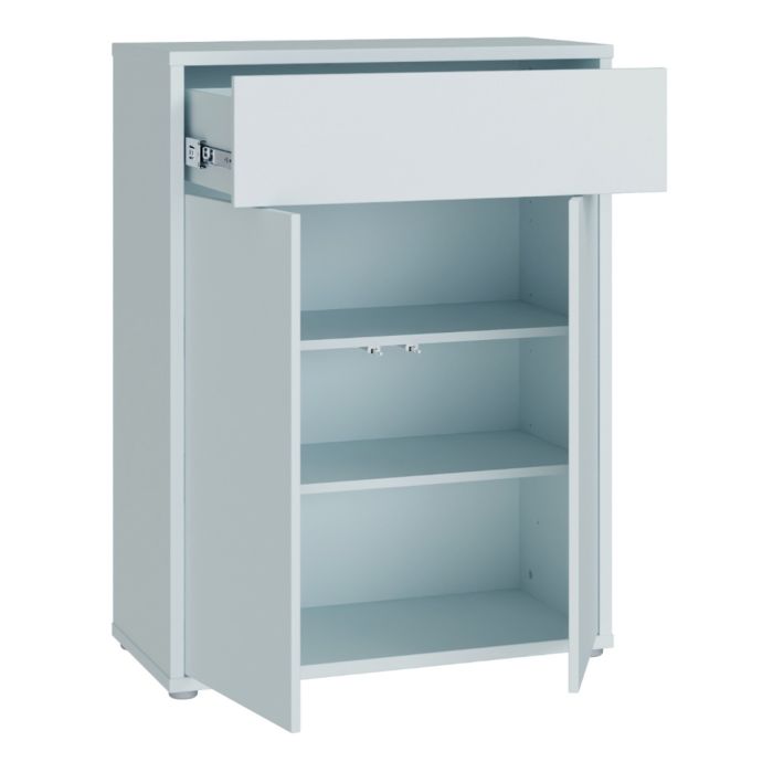 Alice Springs Shoe Cabinet with 2 Doors Push-to-Open &amp; 1 Drawer Push-to-Open in Light Grey