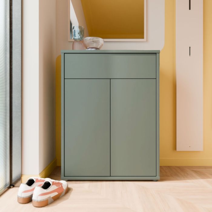 Alice Springs Shoe Cabinet with 2 Doors Push-to-Open &amp; 1 Drawer Push-to-Open in Sage Green