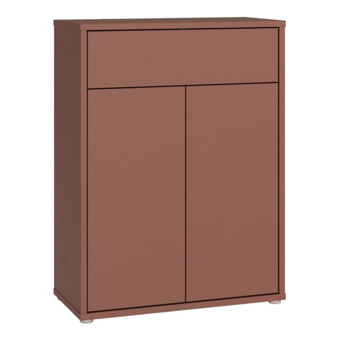 Alice Springs Compact Shoe Cabinet with 2 Doors Push-to-Open &amp; 1 Drawer Push-to-Open in Terracotta