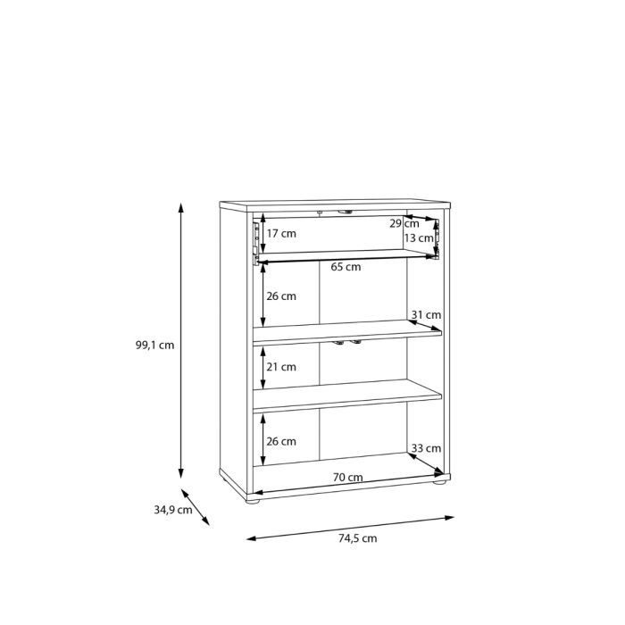 Alice Springs Compact Shoe Cabinet with 2 Doors Push-to-Open &amp; 1 Drawer Push-to-Open in Terracotta