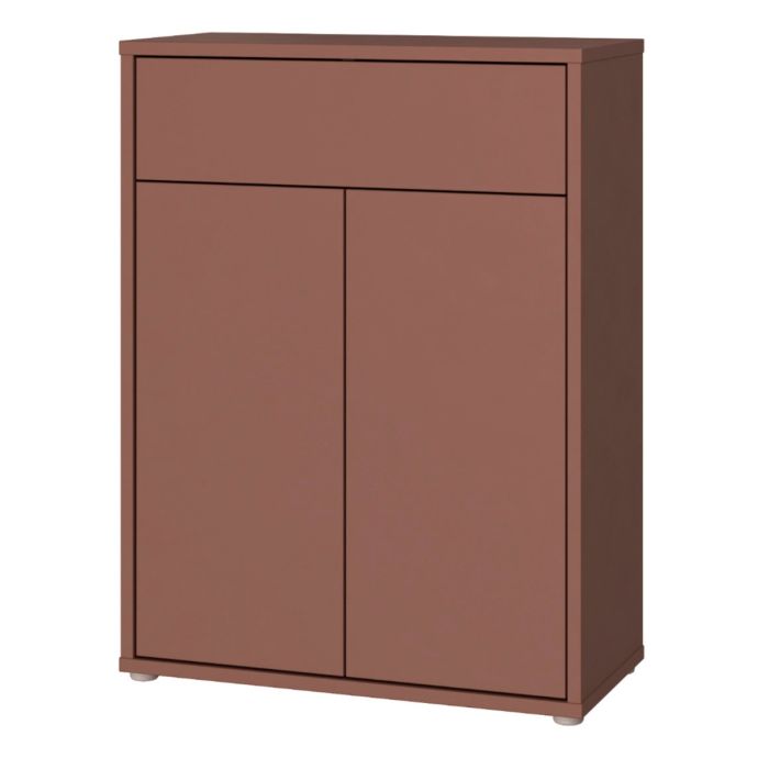 Alice Springs Compact Shoe Cabinet with 2 Doors Push-to-Open &amp; 1 Drawer Push-to-Open in Terracotta