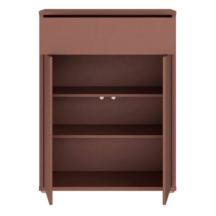 Alice Springs Compact Shoe Cabinet with 2 Doors Push-to-Open &amp; 1 Drawer Push-to-Open in Terracotta