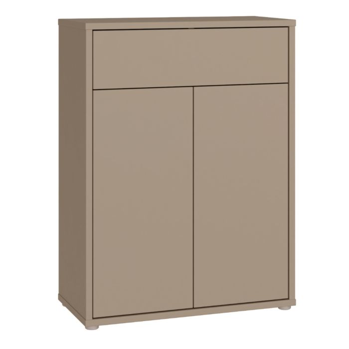 Alice Springs Compact Shoe Cabinet with 2 Doors Push-to-Open &amp; 1 Drawer Push-to-Open in Taupe