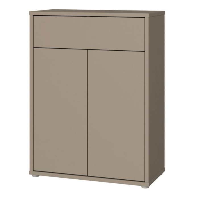 Alice Springs Compact Shoe Cabinet with 2 Doors Push-to-Open &amp; 1 Drawer Push-to-Open in Taupe