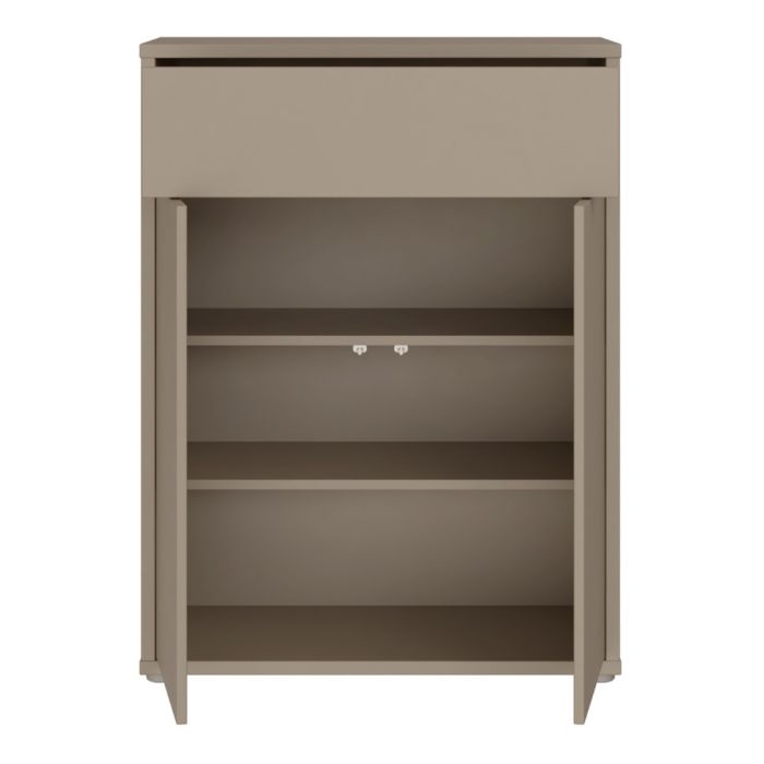 Alice Springs Compact Shoe Cabinet with 2 Doors Push-to-Open &amp; 1 Drawer Push-to-Open in Taupe