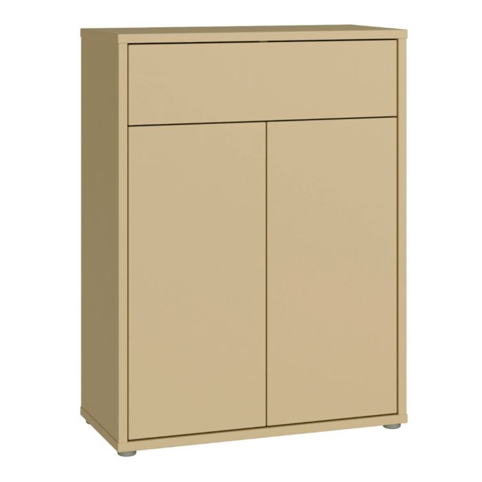 Alice Springs Compact Shoe Cabinet with 2 Doors Push-to-Open &amp; 1 Drawer Push-to-Open in Butter Yellow
