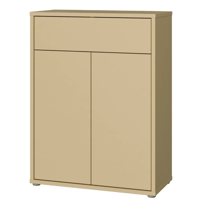 Alice Springs Compact Shoe Cabinet with 2 Doors Push-to-Open &amp; 1 Drawer Push-to-Open in Butter Yellow