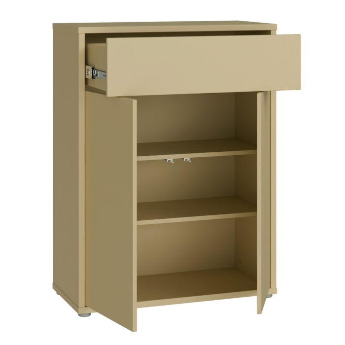 Alice Springs Compact Shoe Cabinet with 2 Doors Push-to-Open &amp; 1 Drawer Push-to-Open in Butter Yellow
