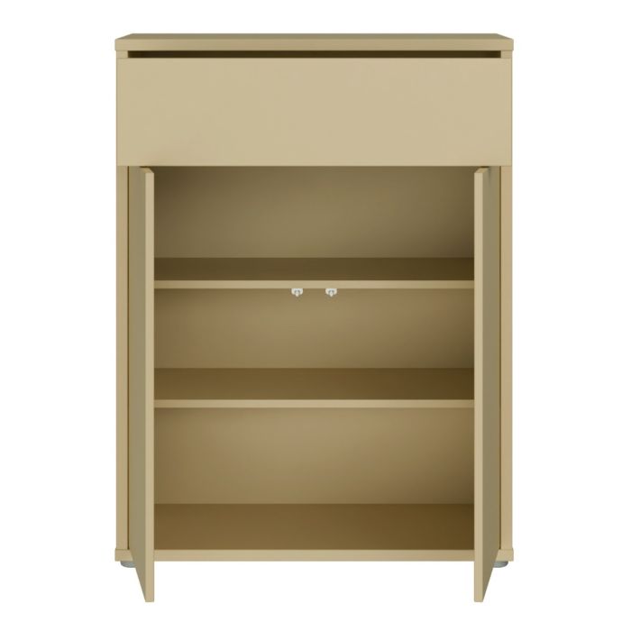 Alice Springs Compact Shoe Cabinet with 2 Doors Push-to-Open &amp; 1 Drawer Push-to-Open in Butter Yellow