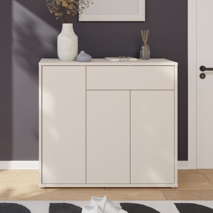 Alice Springs Shoe Cabinet with 3 Doors Push-to-Open &amp; 1 Drawer Push-to-Open in Sand
