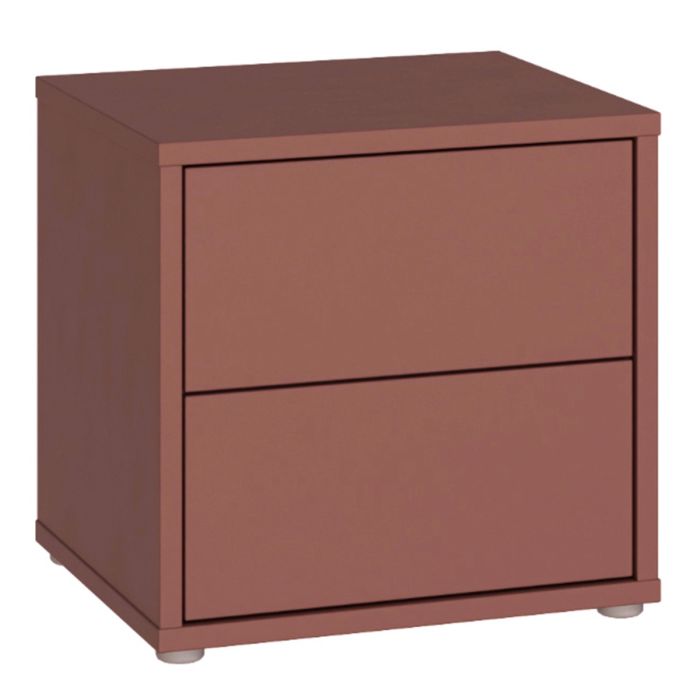 Alice Springs Low Bedside Cabinet with 2 Drawers Push-to-Open in Terracotta