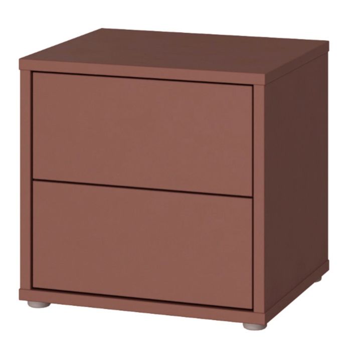 Alice Springs Low Bedside Cabinet with 2 Drawers Push-to-Open in Terracotta