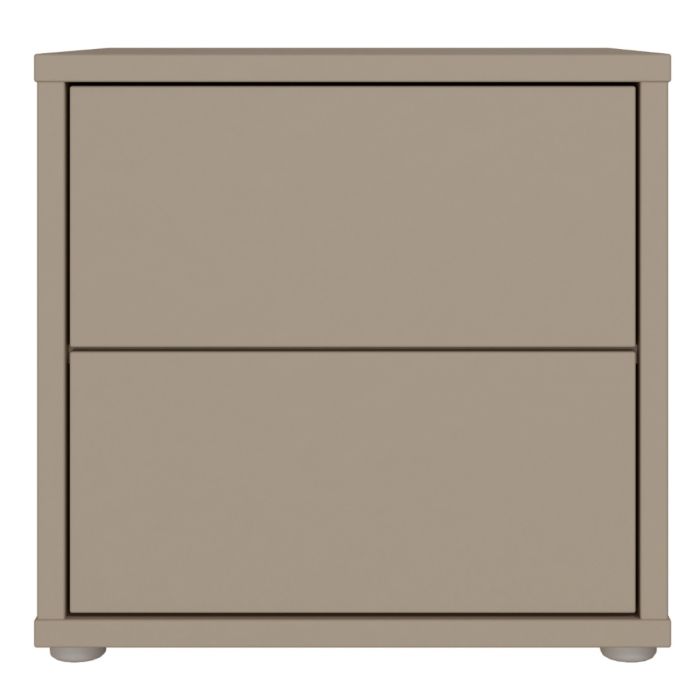 Alice Springs Low Bedside Cabinet with 2 Drawers Push-to-Open in Taupe