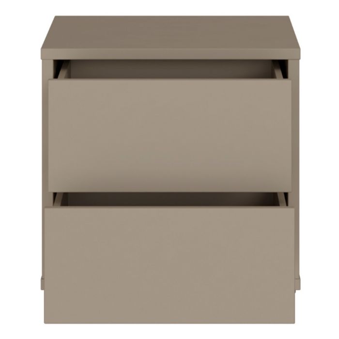 Alice Springs Low Bedside Cabinet with 2 Drawers Push-to-Open in Taupe