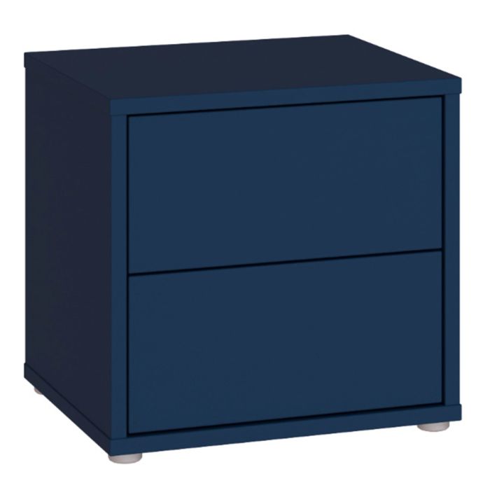 Alice Springs Low Bedside Cabinet with 2 Drawers Push-to-Open in Night Blue