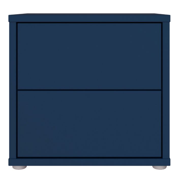Alice Springs Low Bedside Cabinet with 2 Drawers Push-to-Open in Night Blue