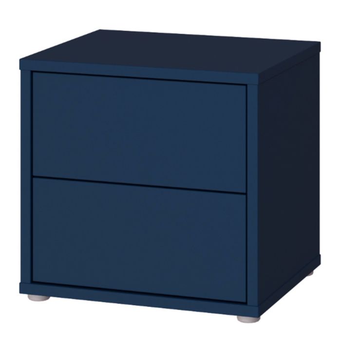 Alice Springs Low Bedside Cabinet with 2 Drawers Push-to-Open in Night Blue